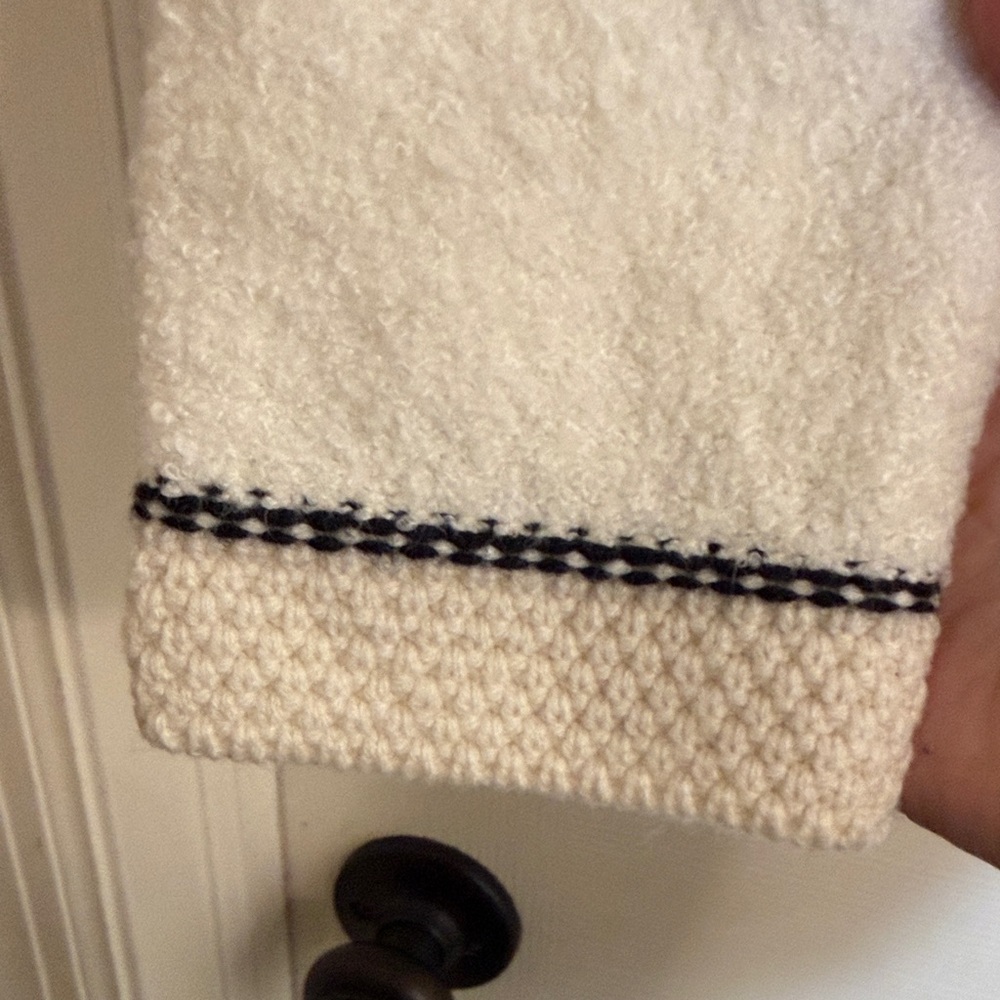 J. Crew Factory Cream Bouclé Cardigan Jacket with Black Trim and Gold Buttons M - Picture 5 of 6